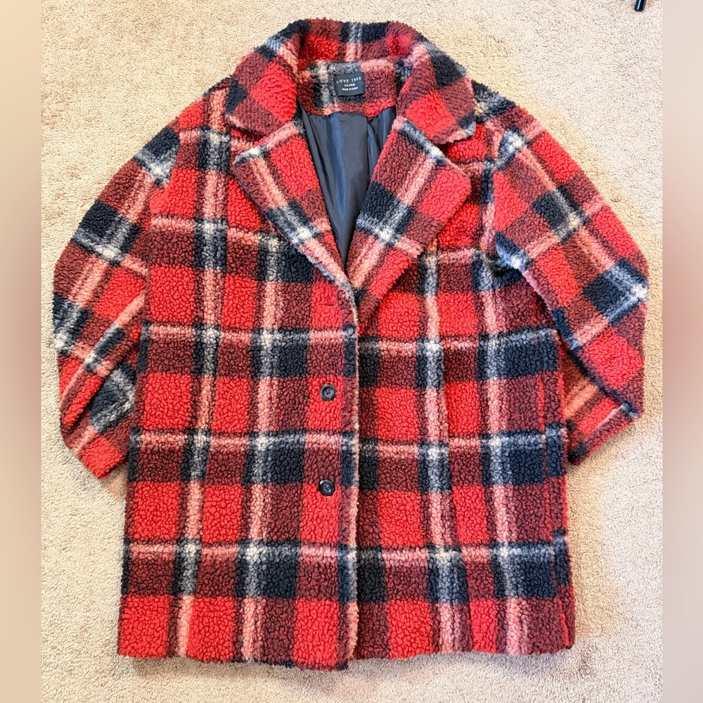 Plaid Jacket Polyester Love Tree Coat XL